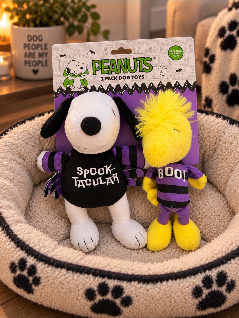 Peanuts Snoopy & Woodstock Spook-Tacular Dog Toy 2-Pack - Purple & Yellow